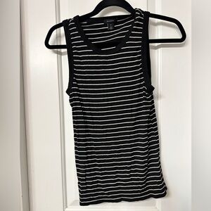 Halogen Black and White Striped Tank Top